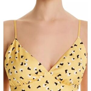 Amanda Uprichard Amory Sleeveless floral print yellow side slit midi Dress